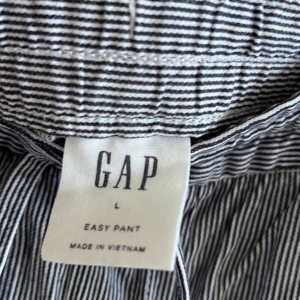 GAP Easy Pant Striped Pull on Elastic Waist Drawstring Cotton Viscose Pants L - Picture 3 of 7